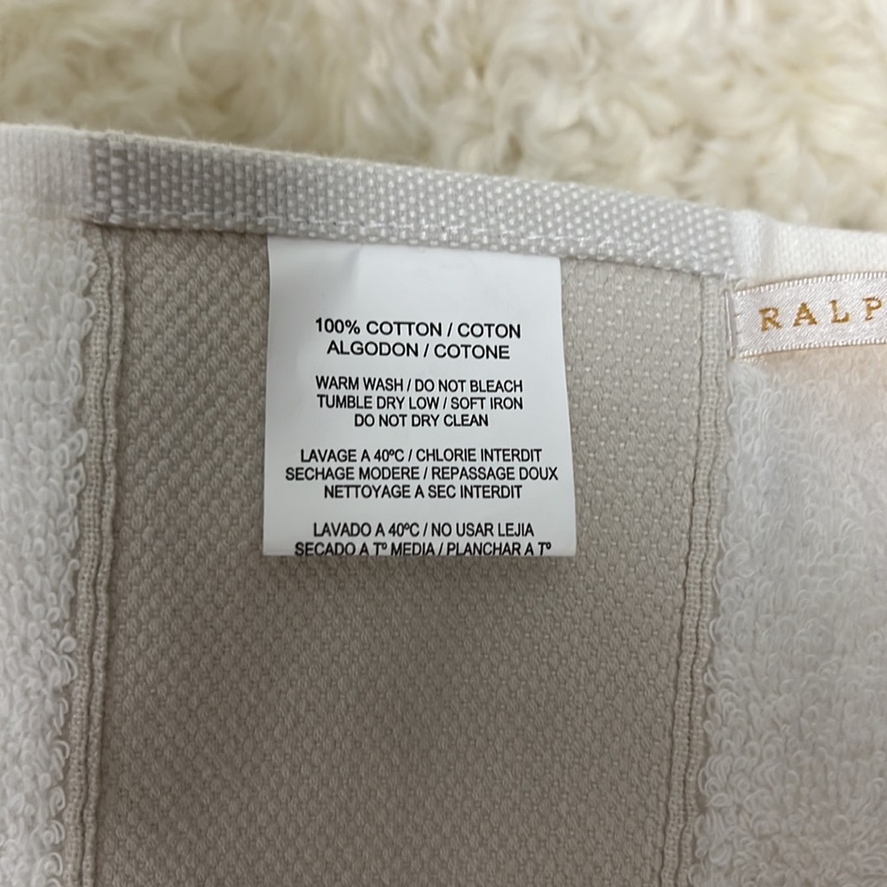 New - Ralph Lauren White Cotton XL Beach Towel - Picture 3 of 5
